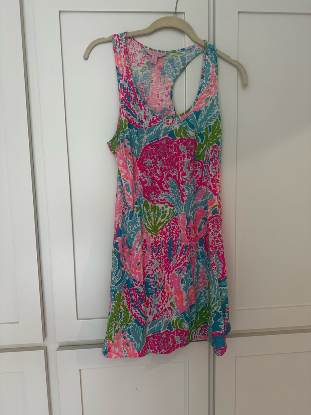 Lilly Pulitzer Racerback Mini Dress in Pink, Blue & Green Coral Print